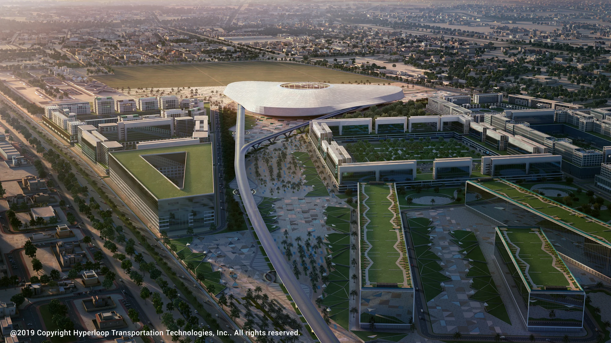 Bird’s-eye view of the Hyperloop station