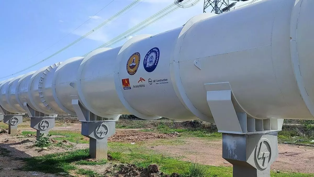 422 m hyperloop test tube at IIT Madras Discovery Campus, Thaiyur, with partner logos