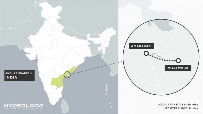 The Vijayawada–Amaravati route map for the Andhra Pradesh capital region