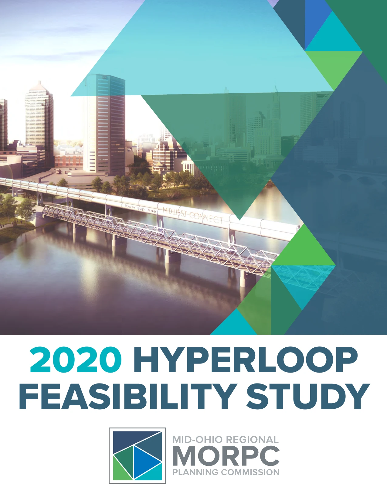 Cover of the 2020 Midwest Connect hyperloop feasibility study by MORPC