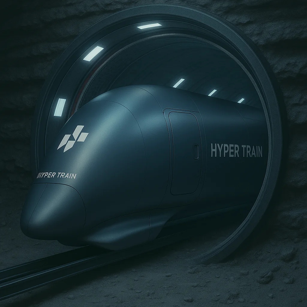 Concept visualisation of an underground hyperloop infrastructure