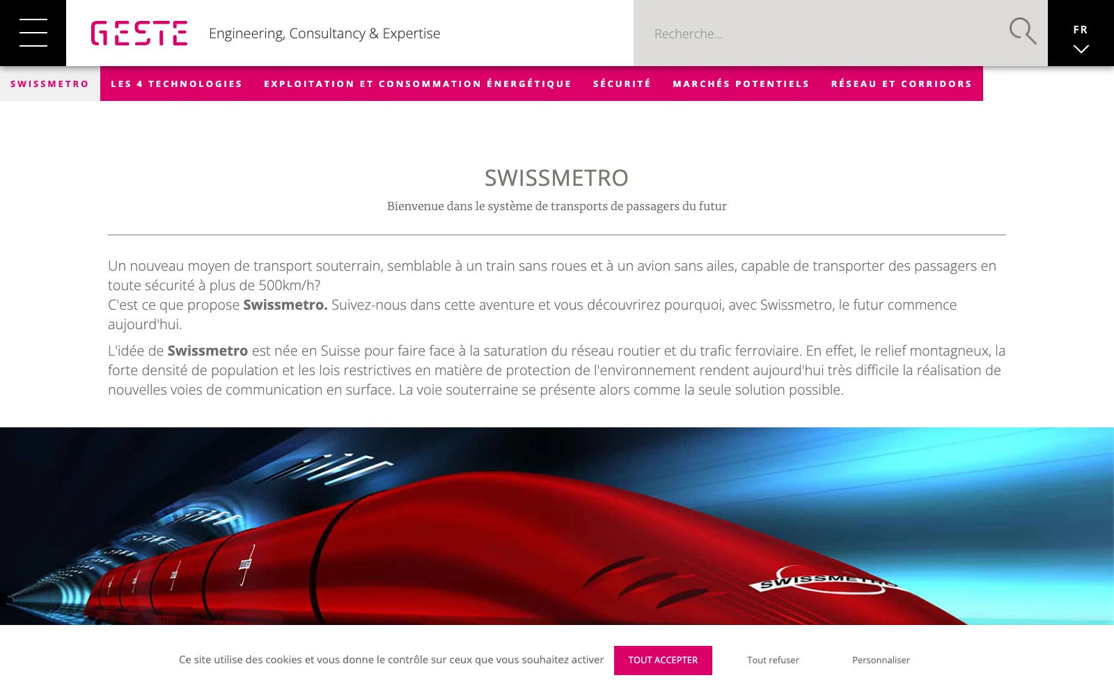 Swissmetro concept for an underground, partially evacuated maglev railway