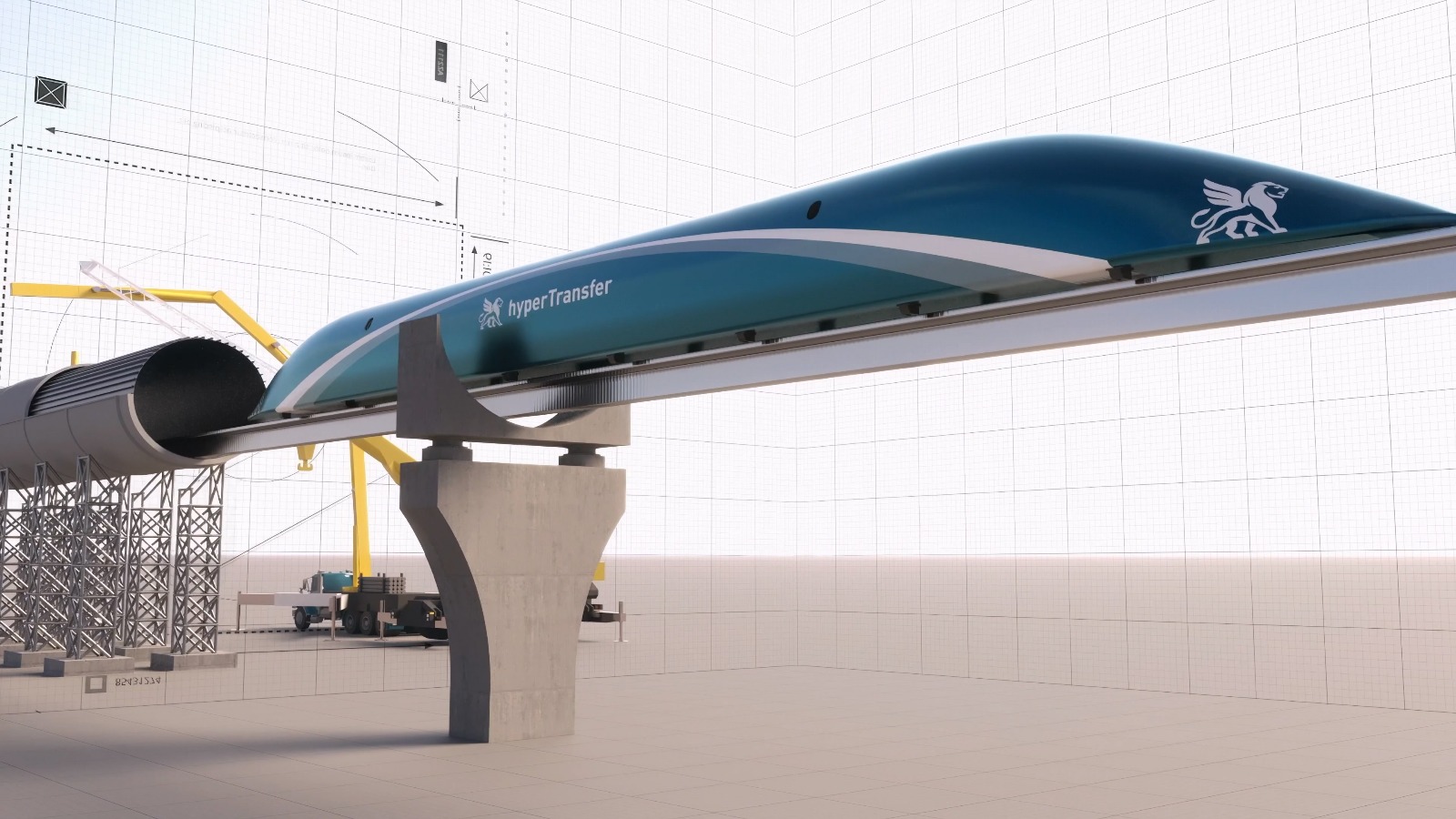 Hyper Transfer capsule concept on an elevated guideway